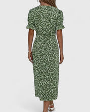 Florianne Duvernois | Green Ditsy Floral Midi Dress with Button Detail