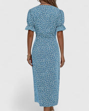 Florianne Duvernois | Green Ditsy Floral Midi Dress with Button Detail