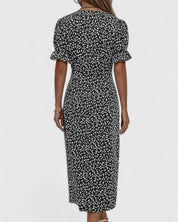 Florianne Duvernois | Green Ditsy Floral Midi Dress with Button Detail