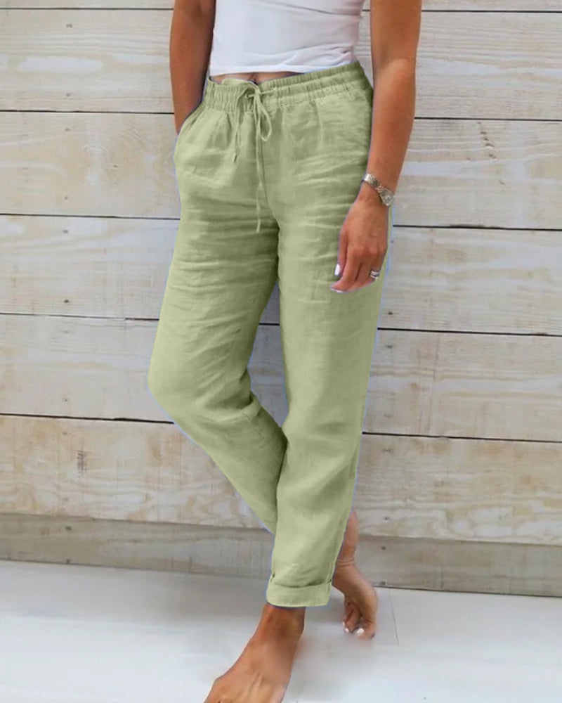 Claudette Vaubert | Light Blue Cotton Drawstring Trousers