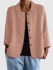 Théodora Wentbridge | Pink Linen-Blend Button-Front Shirt