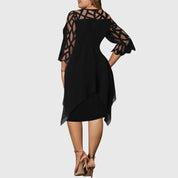 Estienne Blackvale | Purple Plus Size Lace Chiffon Midi Dress