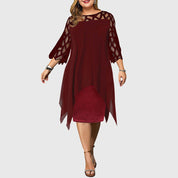 Estienne Blackvale | Purple Plus Size Lace Chiffon Midi Dress