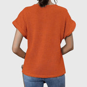 Clarisse Montveil | Cream Lace Detail Waffle Knit Blouse