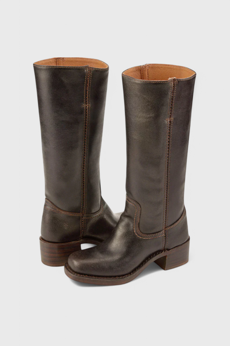 Rosalind Fenwick | Tan Leather Knee-High Western Boots