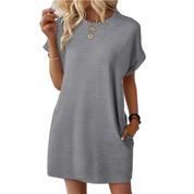 Seraphine Vauclere | Hot Pink Ribbed Crew Neck Mini T-Shirt Dress