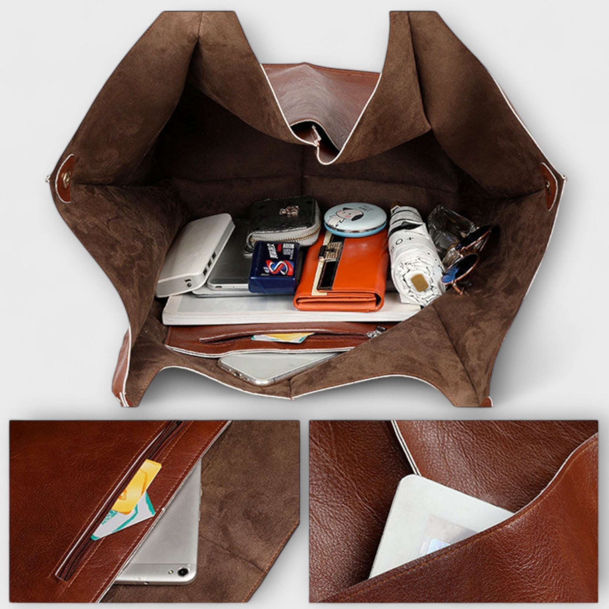 Cordelia Ashworth | Spacious Black Faux Leather Tote Bag