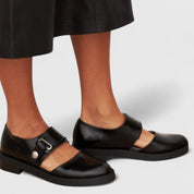 Philippa Renwick | Black Mary Jane Flat Shoes with Ankle Strap