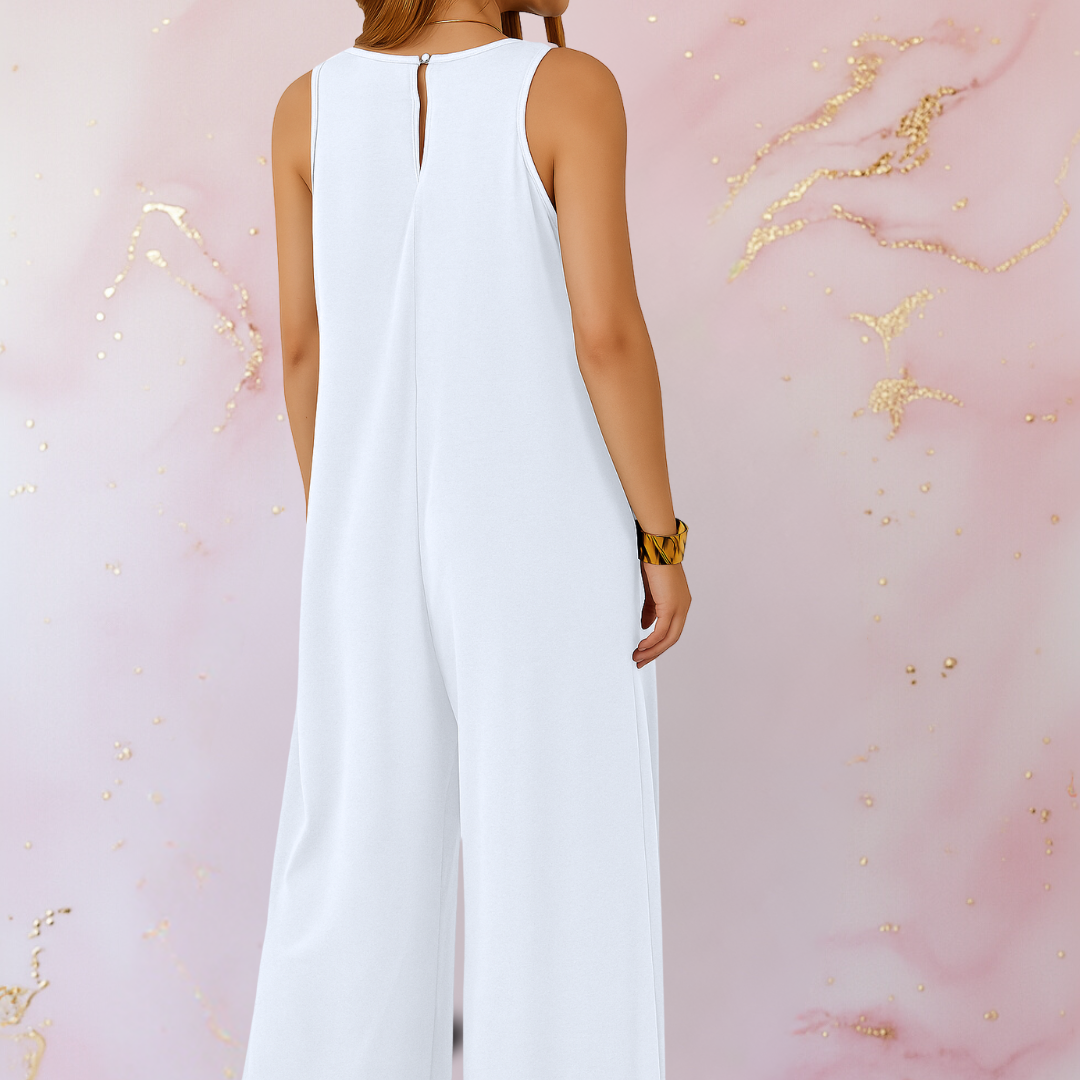 Vivienne Stormcroft | Black Sleeveless Wide Leg Jumpsuit with Pockets