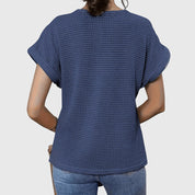 Clarisse Montveil | Cream Lace Detail Waffle Knit Blouse