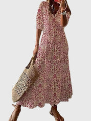 Cressida Montvallon | Blue Ikat Print Boho Maxi Dress