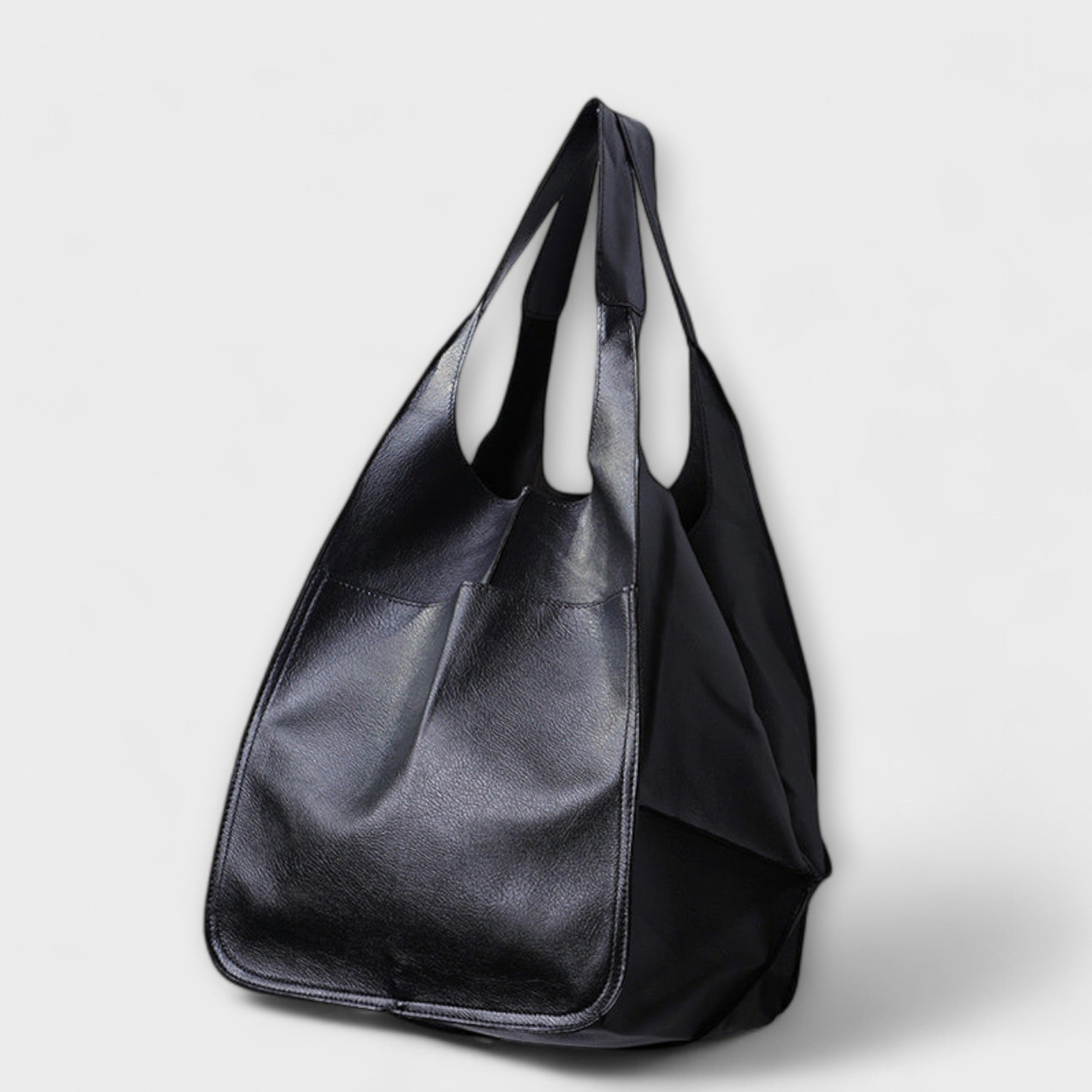 Cordelia Ashworth | Spacious Black Faux Leather Tote Bag