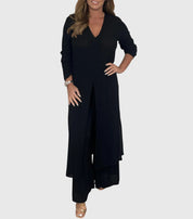 Aurienne Blackvale | Sage Green Long Blouse & Wide-Leg Pants Set