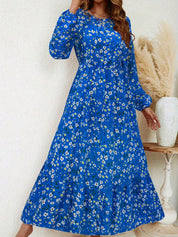 Rosalinde Fleurcourt | Floral Print Bishop Sleeve Smocked Waist Maxi Dress