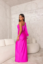 Seraphelle Montverde | Olive Green One-Shoulder Satin Maxi Dress
