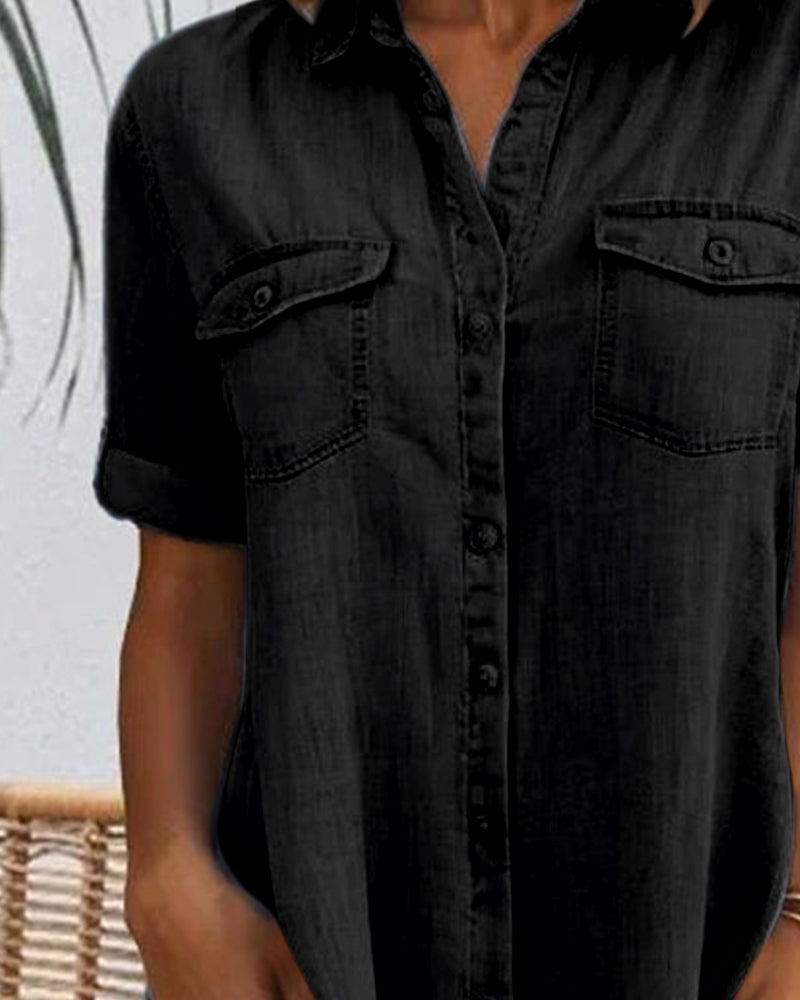 Clarissa Wyndmere | Lightweight Denim-Look Shirt Dress