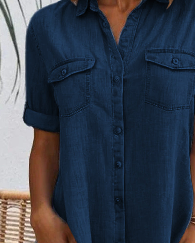 Clarissa Wyndmere | Lightweight Denim-Look Shirt Dress