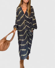 Genevieve Aldermoor | Tie-Dye Print Oversized Midi Shirt Dress