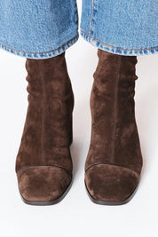 Vivienne Stormcourt | Brown Suede Block Heel Ankle Boots