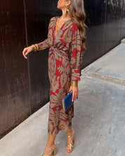 Floriette Vanbrough | Paisley Print V-Neck Maxi Dress