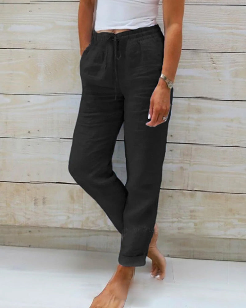 Claudette Vaubert | Light Blue Cotton Drawstring Trousers