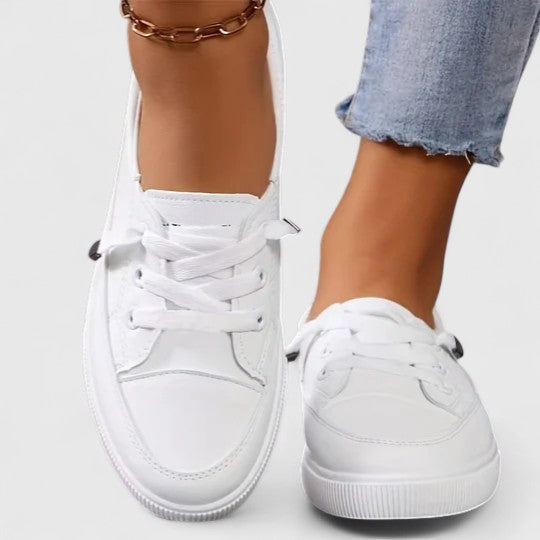 Rowena Castleford | White Lace-Up Orthopedic Sneakers