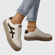Vittoria Blanchard | White & Navy Lace-Up Platform Sneakers