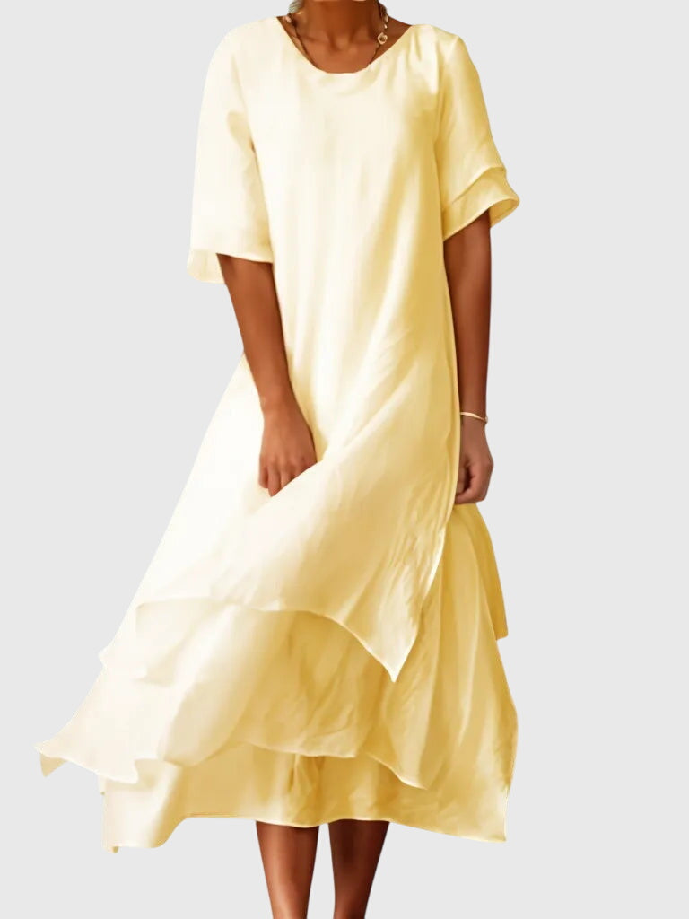 Roseline Duchamp | Pink Layered Midi Dress Short Sleeve