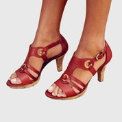Marguerite Hollande | Brown Cork Heel Gladiator Sandals