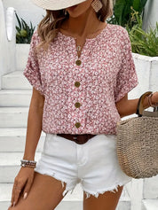 Elspeth Faircombe | Pink Floral Print Button-Up Blouse