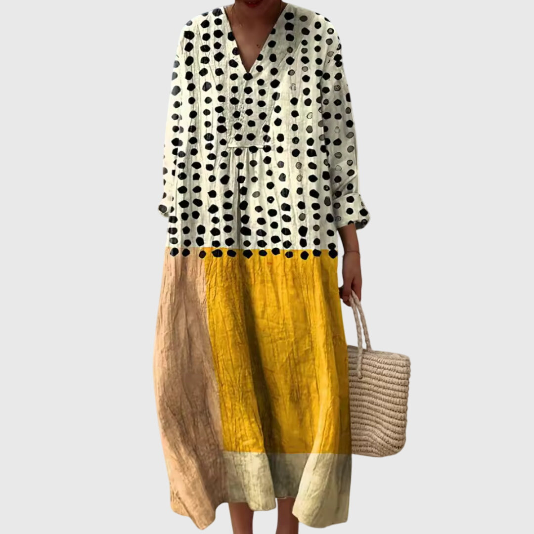 Beatrix Colombe | Colorblock Patchwork Stripe Maxi Dress