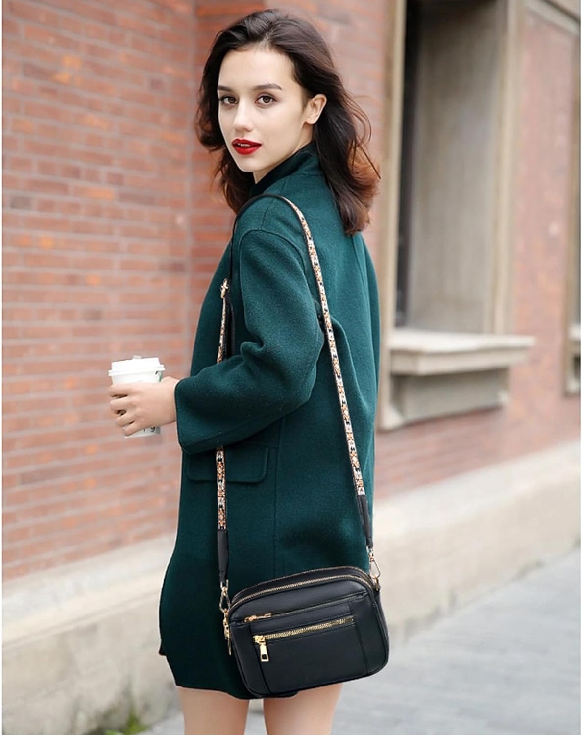Henriette Beausoleil | White Leather Crossbody Bag with Floral Strap