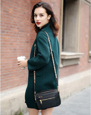 Henriette Beausoleil | White Leather Crossbody Bag with Floral Strap