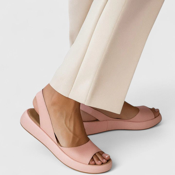 Dominica Harwell | Blush Pink Platform Sandals with Slingback