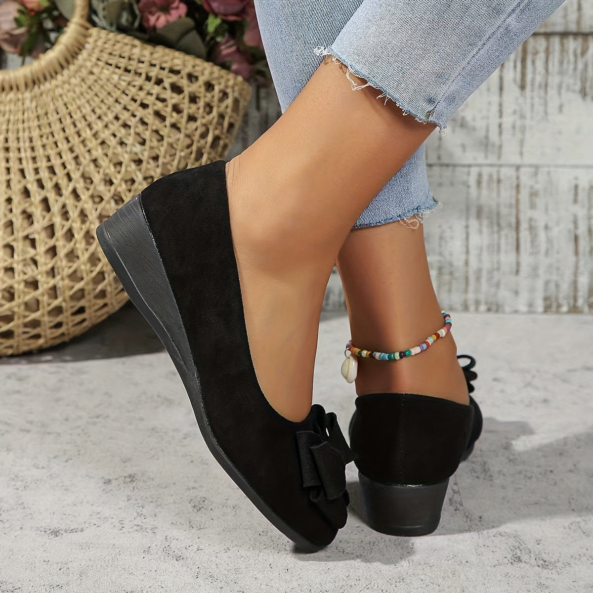 Clarisse Duvernois | Grey Bow Detail Orthopedic Ballet Flats