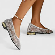 Arabella Kensington | Gold Lace Orthopedic Flat Loafers