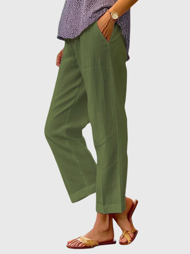 Mirabel Stonecourt | White Wide-Leg Linen Trousers