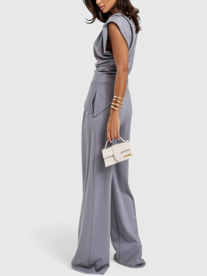 Flavia Montresor | Ivory Sleeveless Wide-Leg Two-Piece Set