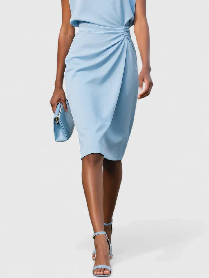 Vivienne Marlowe | Navy Blue Sleeveless Keyhole Midi Dress