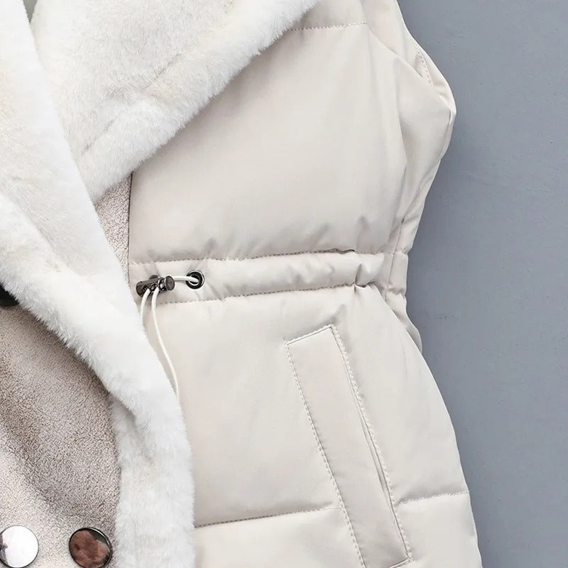 Margaux Elsinore | Faux Fur Collar Puffer Vest in Brown