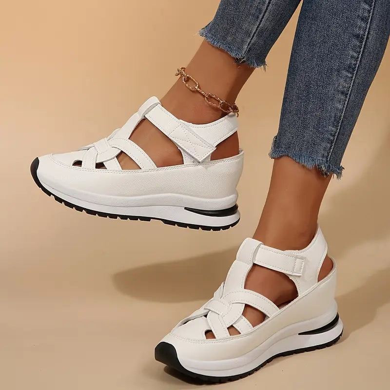 Antoinette Silvermoor | White Platform Orthopedic Sandals