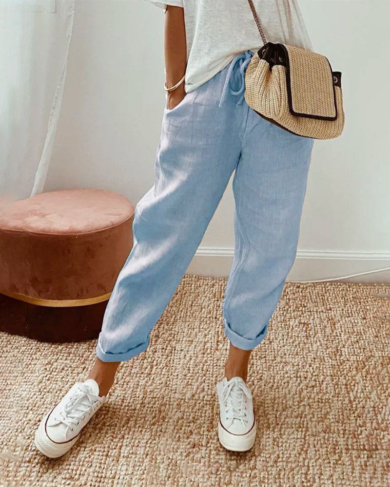 Aurelie Fontvert | Lightweight Linen-Style Drawstring Pants
