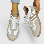 Henrietta Blackbourne | Women's Retro Colorblock Low Top Sneakers in Beige & White