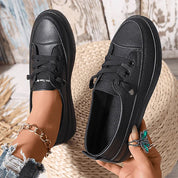 Clarissa Dunmore | White Faux Leather Lace-Up Low Top Sneakers