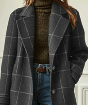 Rowena Castleigh | Green Plaid Wool-Blend Lapel Coat