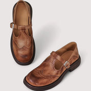 Gwendolyn Ashcroft | Orthopedic Mary Jane Flats in Brown Leather