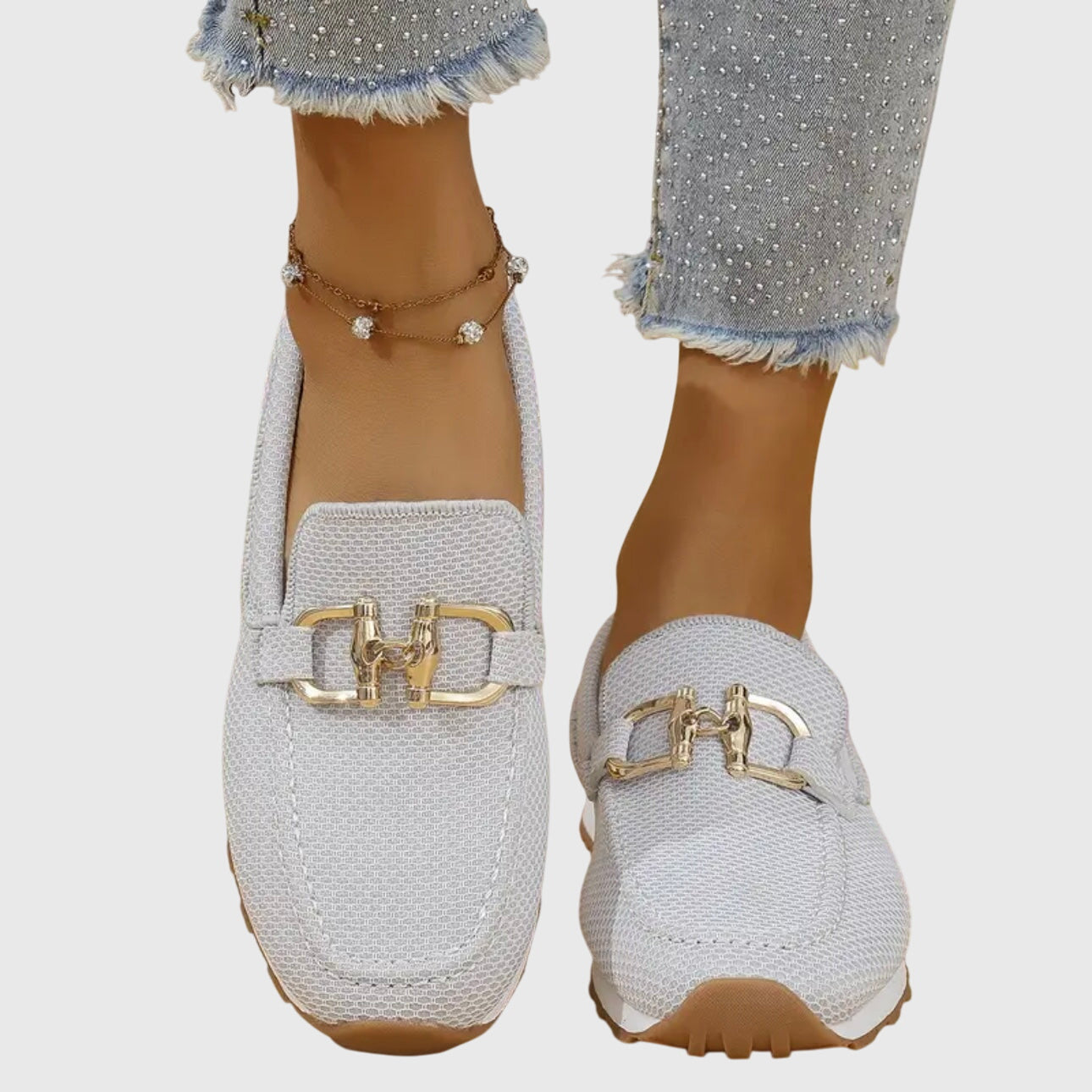 Beatrice Holloway | Blue Mesh Platform Loafers with Gold Horsebit