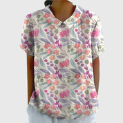 Éloise Fairverne | Green Floral Print Short Sleeve Blouse