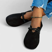 Aurelia Stonefort | Beige Suede Slip-On Flat Loafers