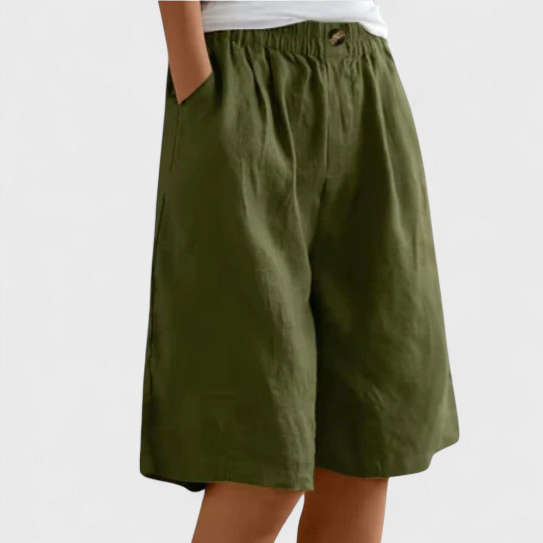 Henriette Valmonde | Army Green Linen Bermuda Shorts